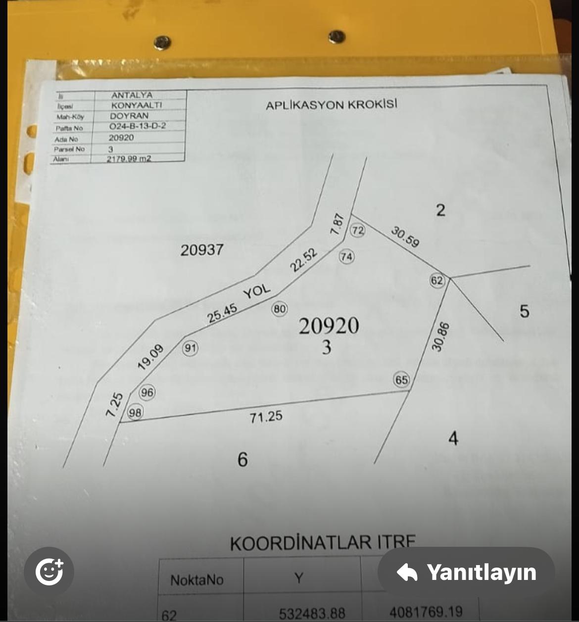SATILIK DOYRAN da 2200M2ĞÖL MANZARA Lİ Konyaaltı